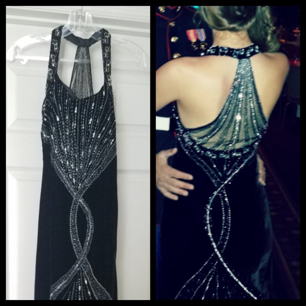 Bicici Beaded Black Long Dress